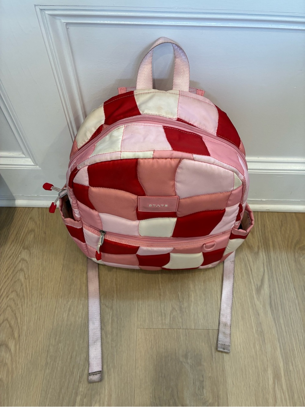 STATE Pink, Red & Cream Patchwork Nylon Backpack - Picture 2 of 8